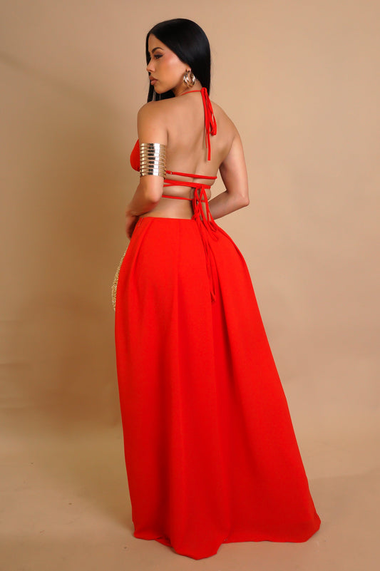 So Fine Skirt Set- Red