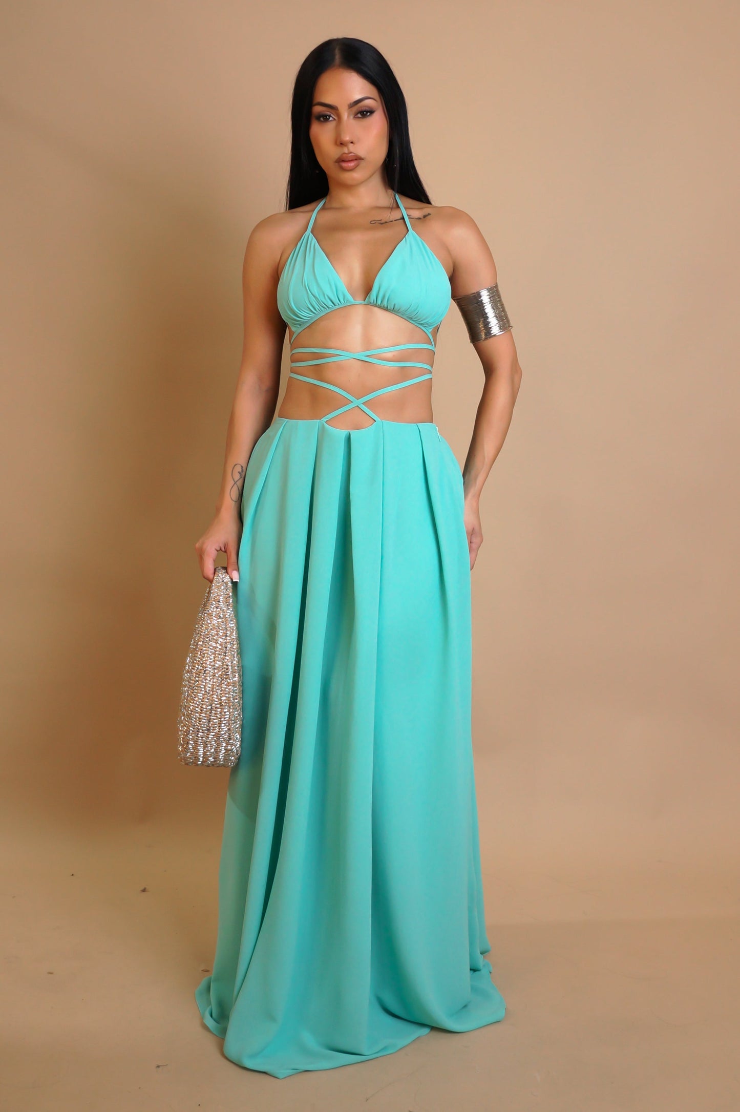 So Fine Skirt Set- Aqua
