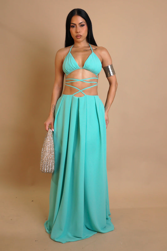 So Fine Skirt Set- Aqua