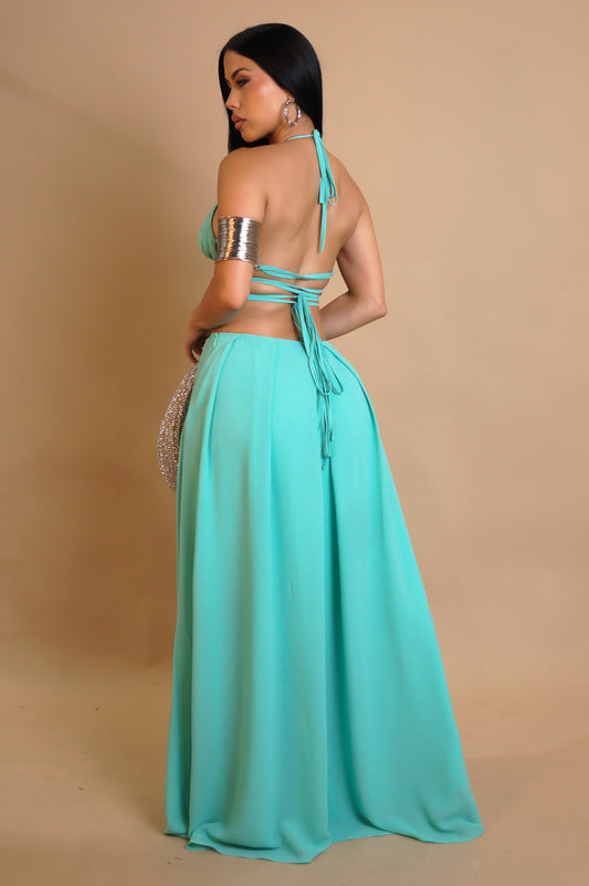 So Fine Skirt Set- Aqua