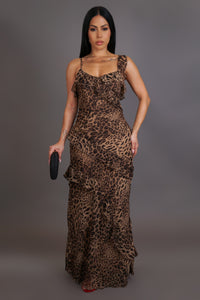 Leopard Print Ruffled Tiered Maxi Dress