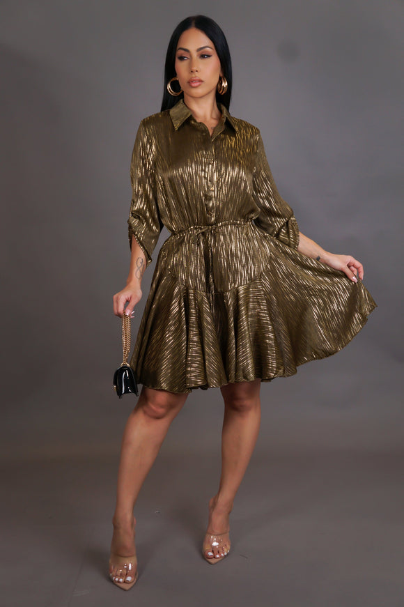 Gold Highlights Flare Dress