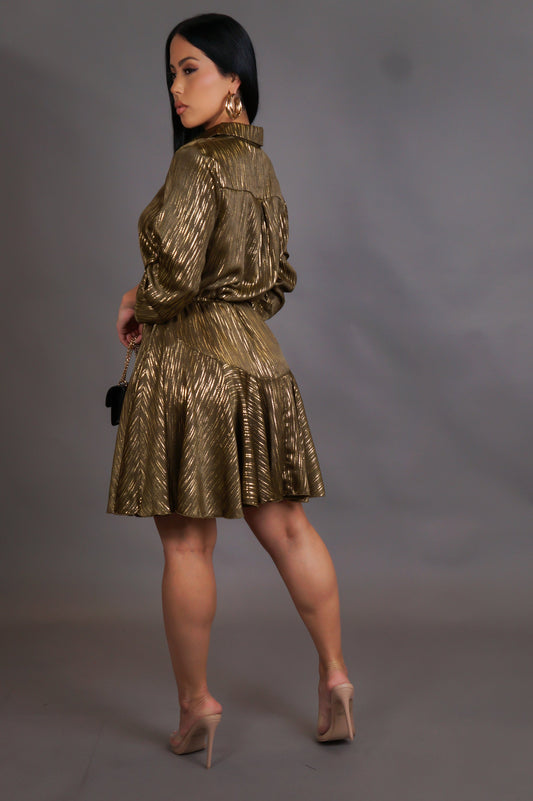 Gold Highlights Flare Dress