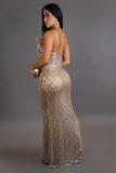 Rhinestone Glamour & Beige Maxi Dress