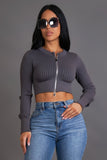 Zippered Cropped Long Sleeve Top/Jacket