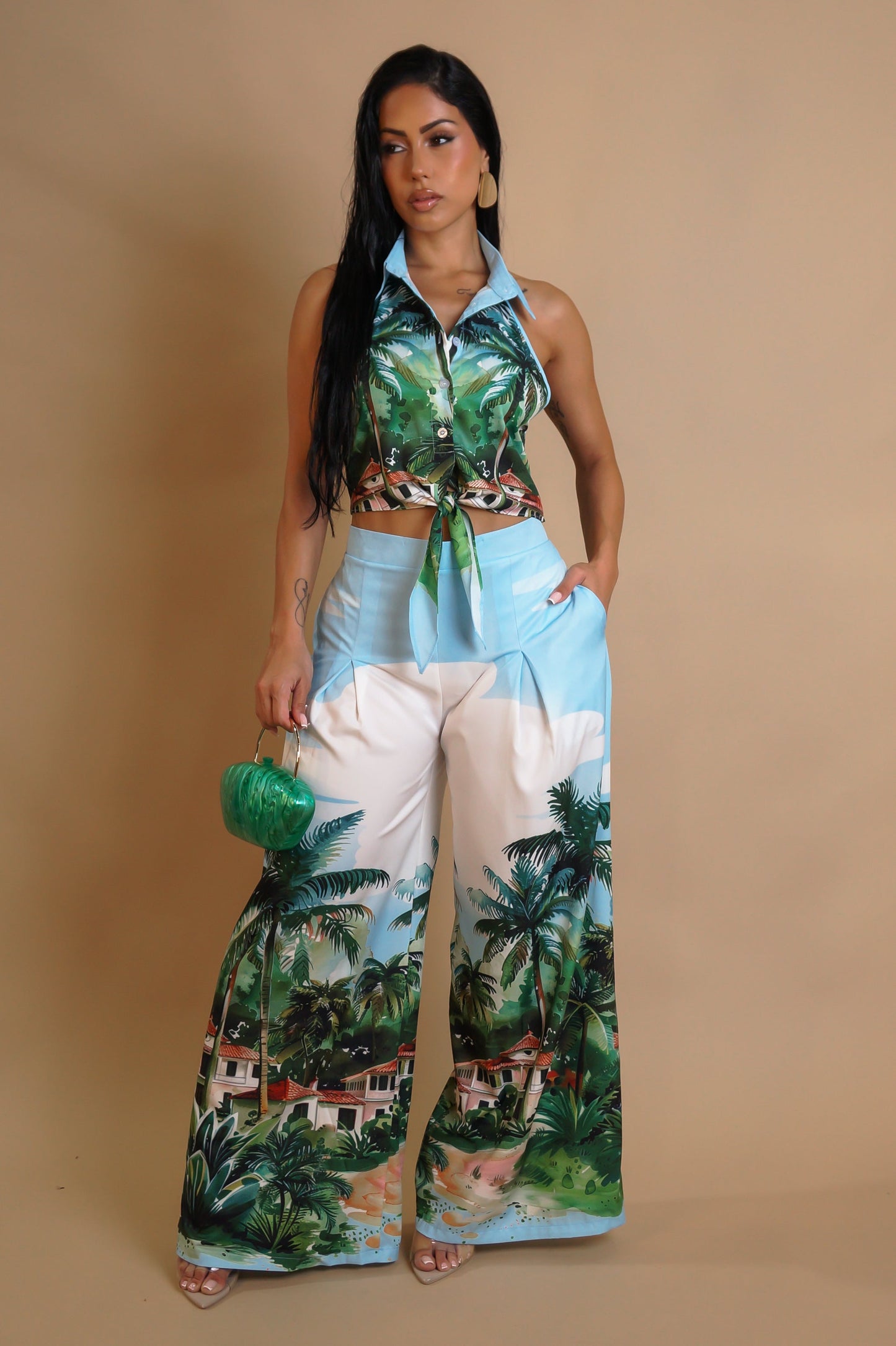 Beach Tour Pants Set- Blue