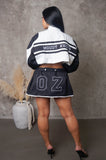 3-Way Wear Varsity Convertible Jacket/Skirt Set- Black