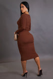 Comfy Ribbed Midi Long Sleeve Dress