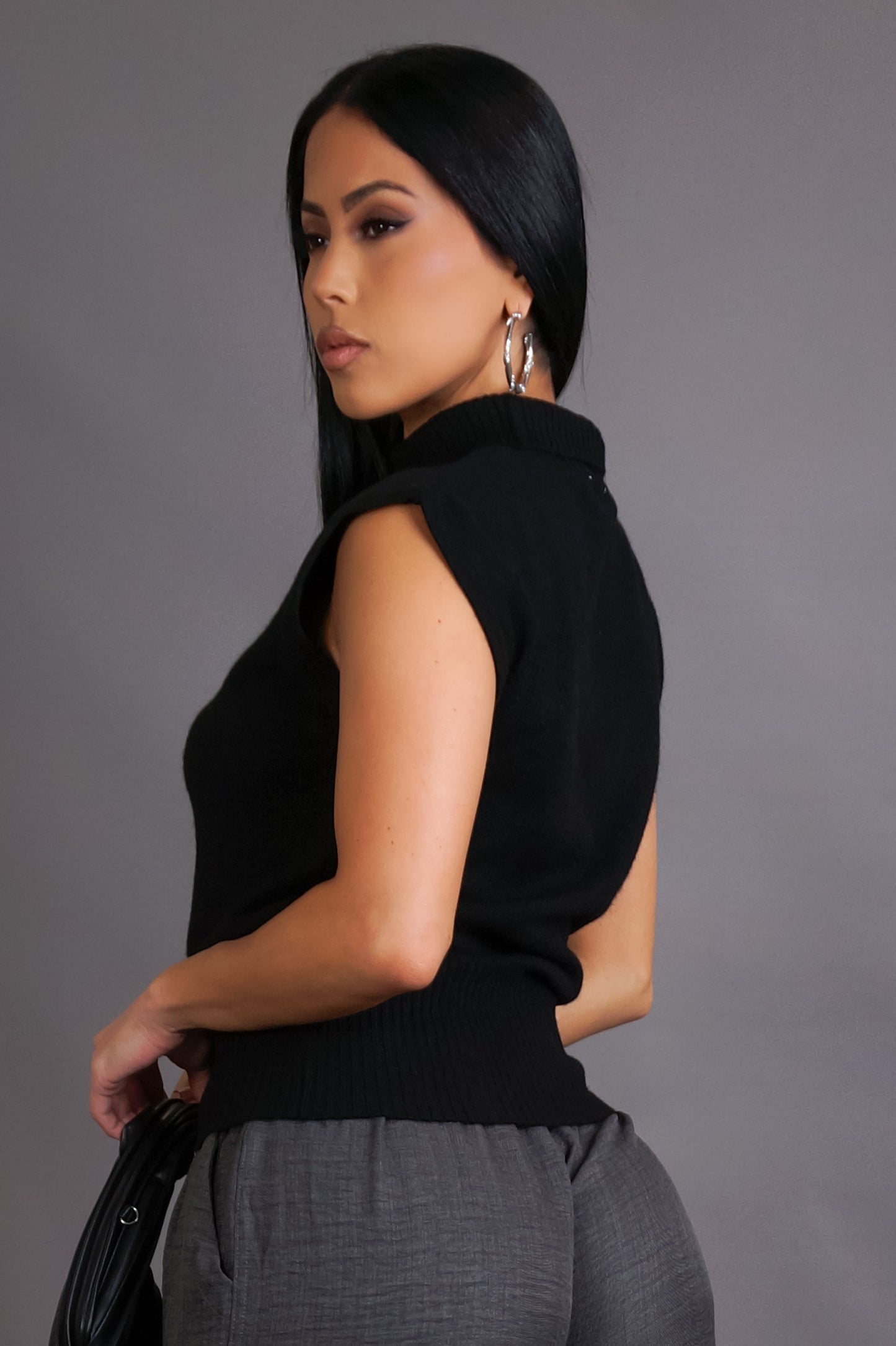 Cozy Cloud Sweater Top- Black