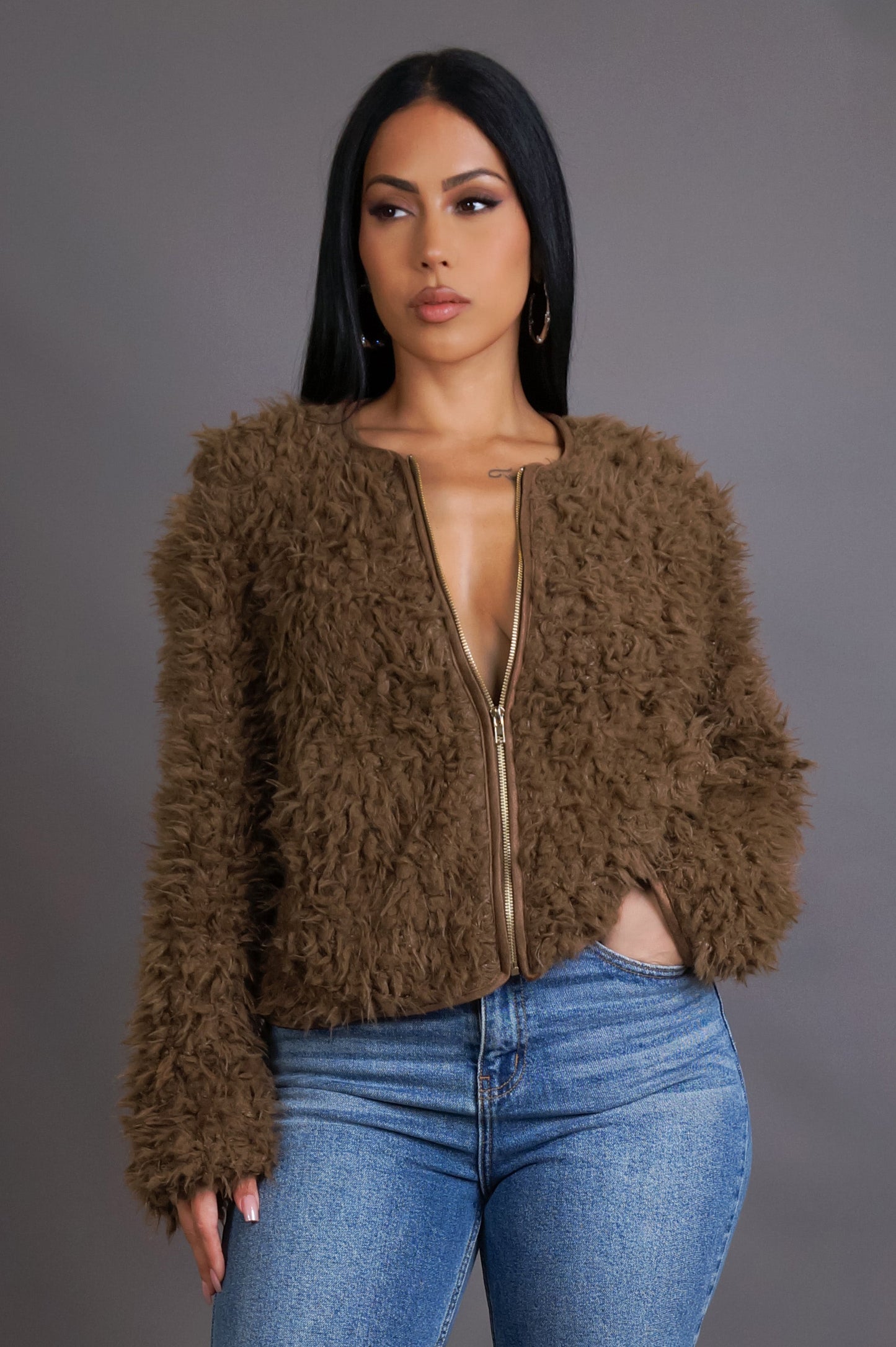 Cozying Up Jacket- Brown