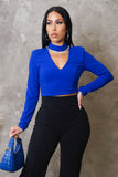 Jeweled Neck Cropped Top