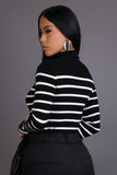 Black & White Striped Long Sleeve Top