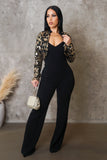 Jacket Attached Sequin Topped Jumpsuit