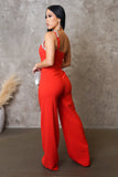 "I'm Your Muse" Red Buckled Jumpsuit