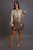 Bronze Sequin Mini Dress