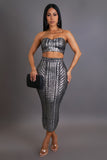 Metallic Acrylic Skirt Set