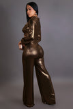 Sexy Bronze Open Front Jumpsuit