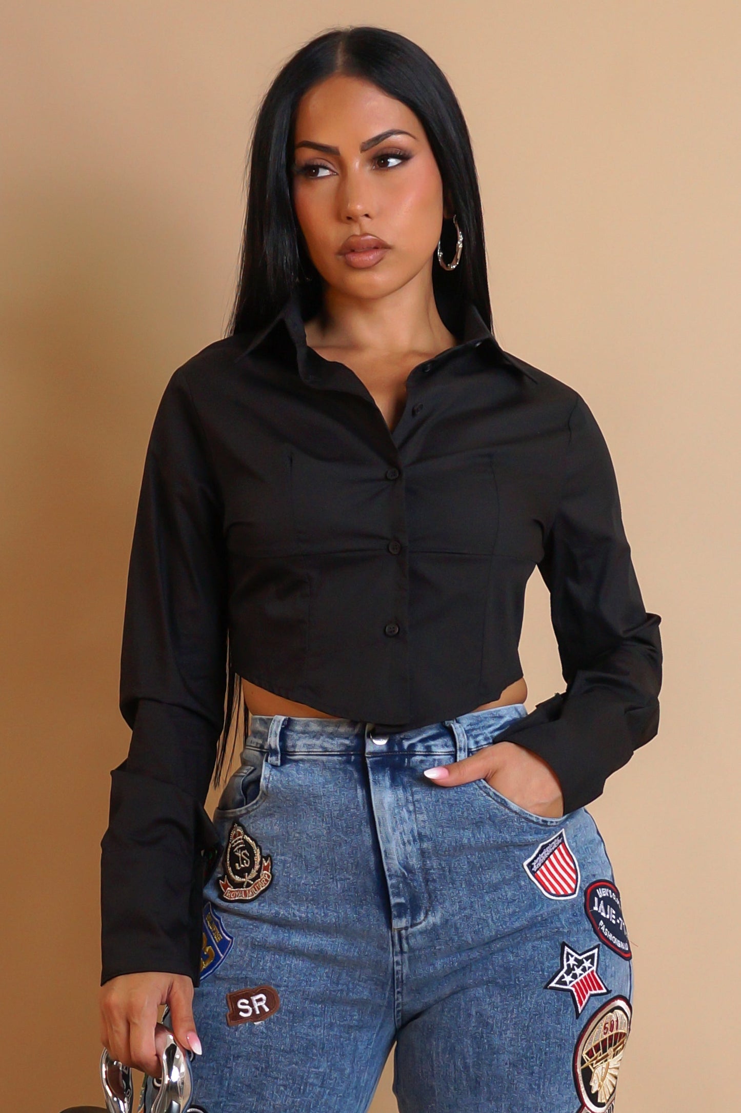 Cropped Blouse- Black