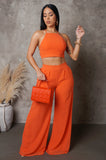 Orange Pants & Cropped Top Set