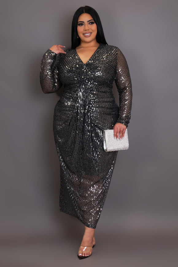 Plus Size Sequin Glam Maxi Dress