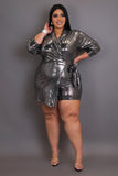 Plus Size Sequin Wrap Romper