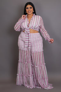 Plus Size Pink Frill Pants Set