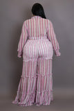 Plus Size Pink Frill Pants Set