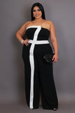 Plus Size Black & White Contrast Jumpsuit