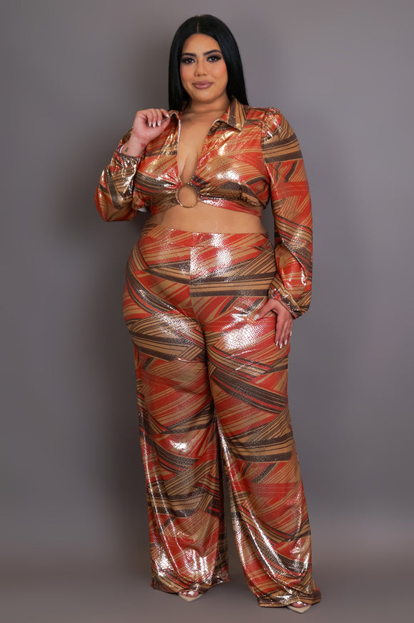 Plus Size Wood & Fire Pants Set