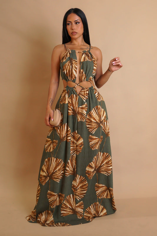 Olive Vacation Resort Maxi Dress