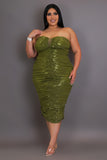 Plus Size Shimmer Me Ruched Midi Dress