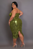 Plus Size Shimmer Me Ruched Midi Dress