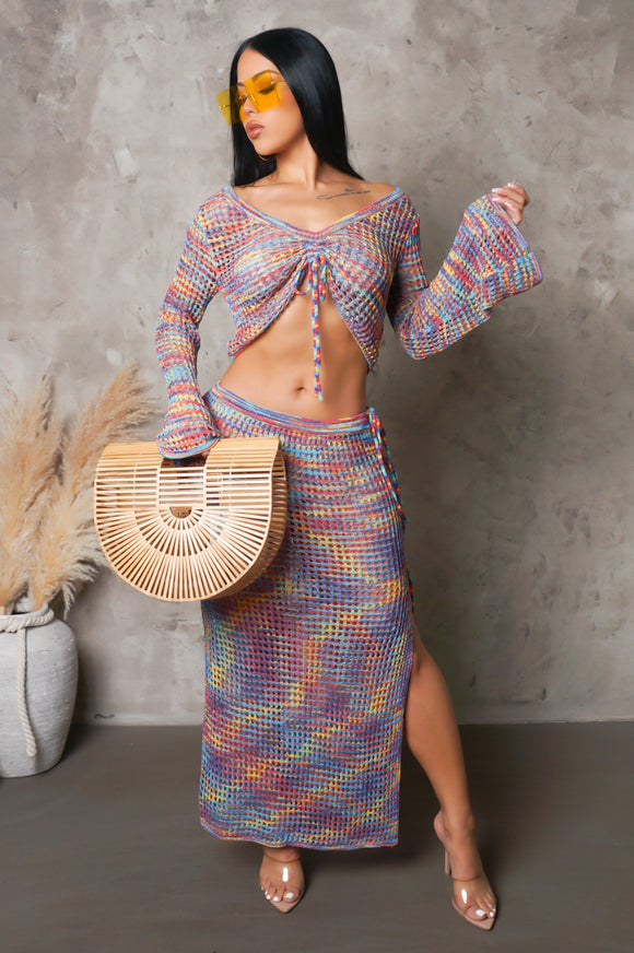 Acrylic Knitted Crochet Skirt Set