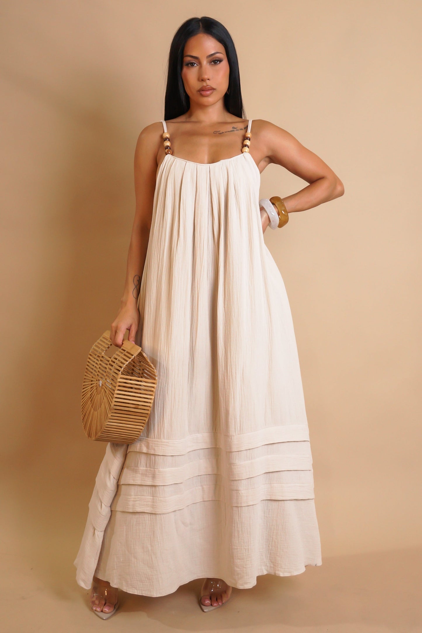 Boho Chic Maxi Dress- Beige