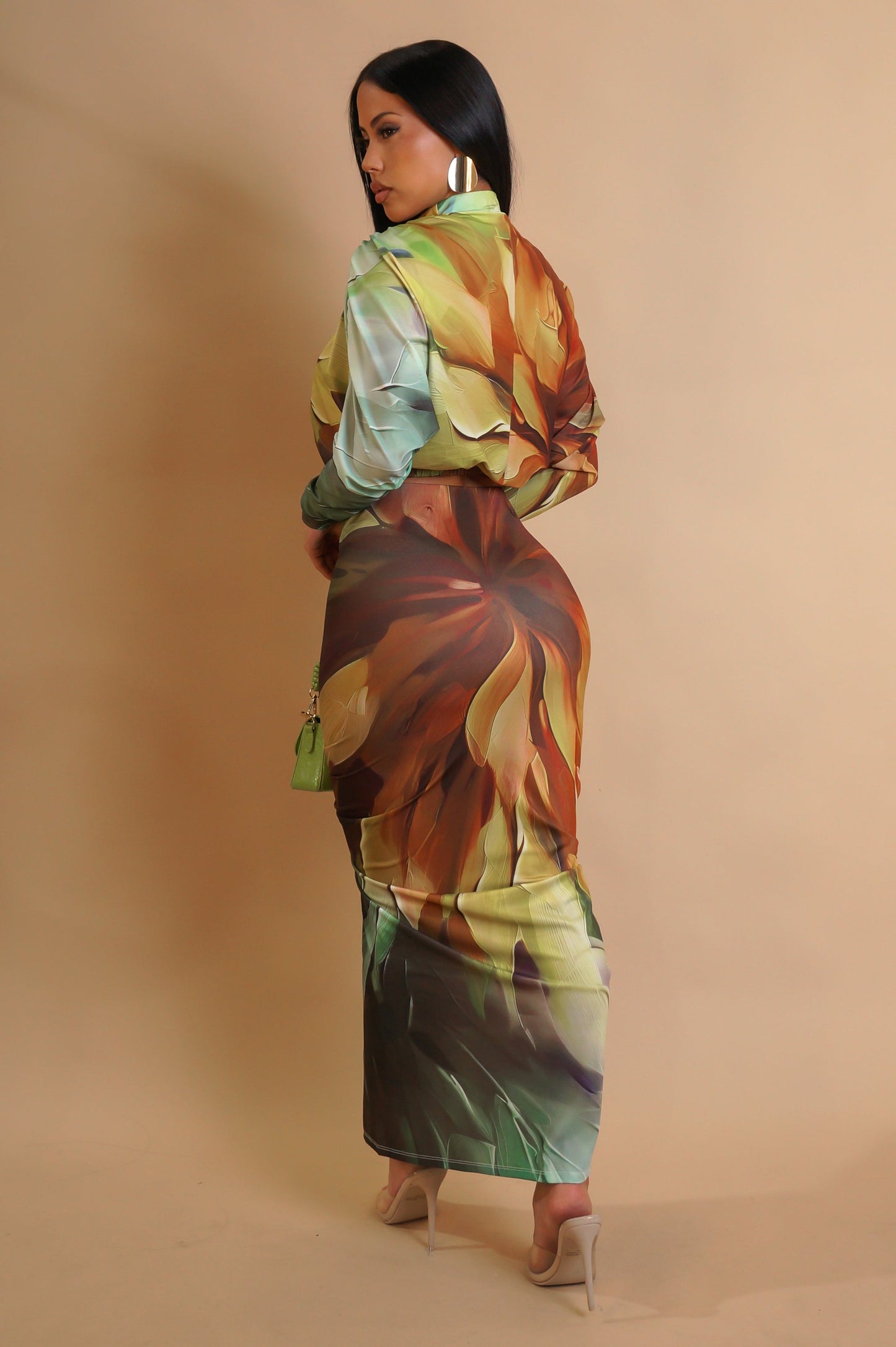 Green Lock Skirt Set