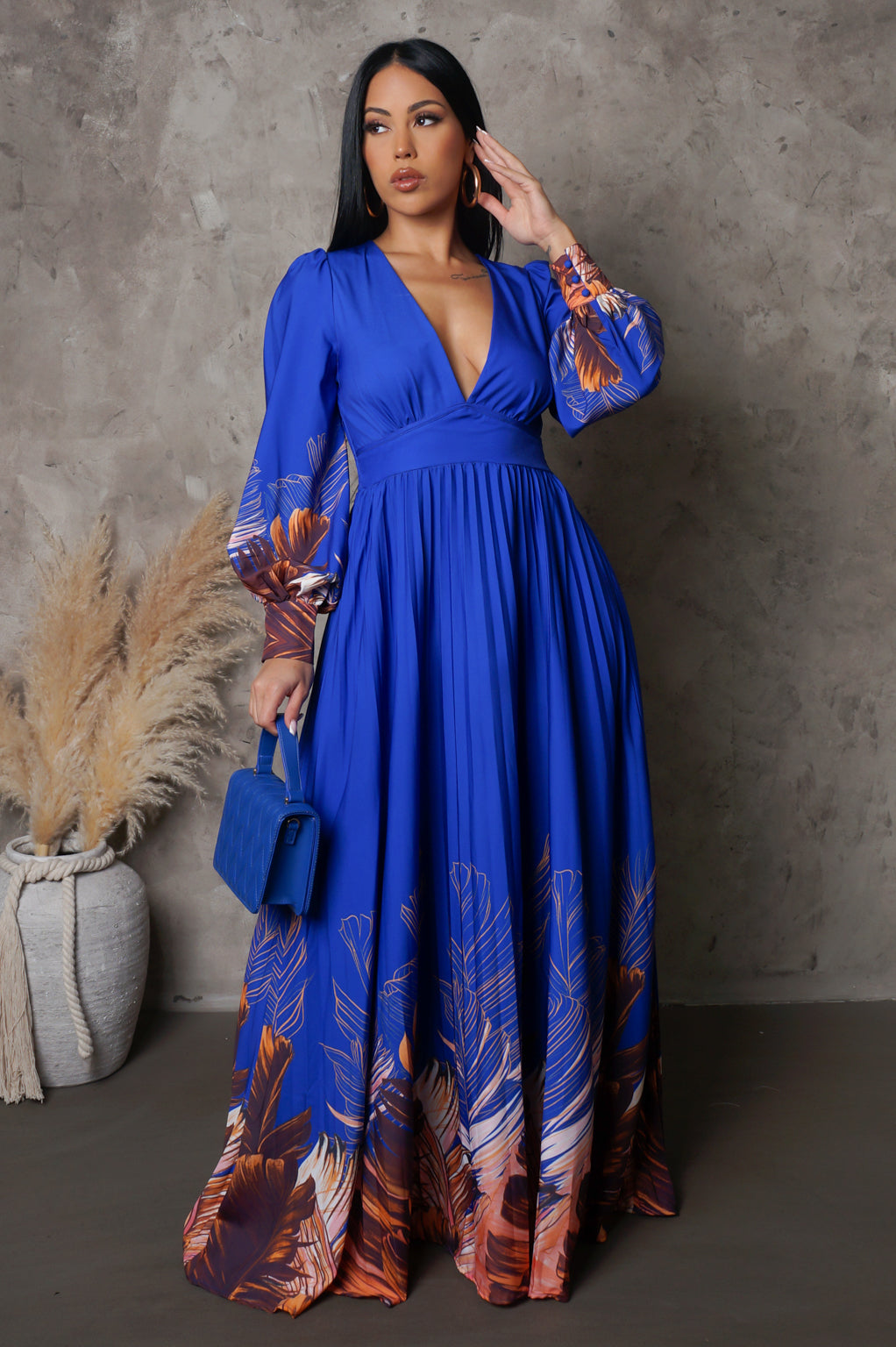 "Oh Bliss" Pleated Maxi Dress
