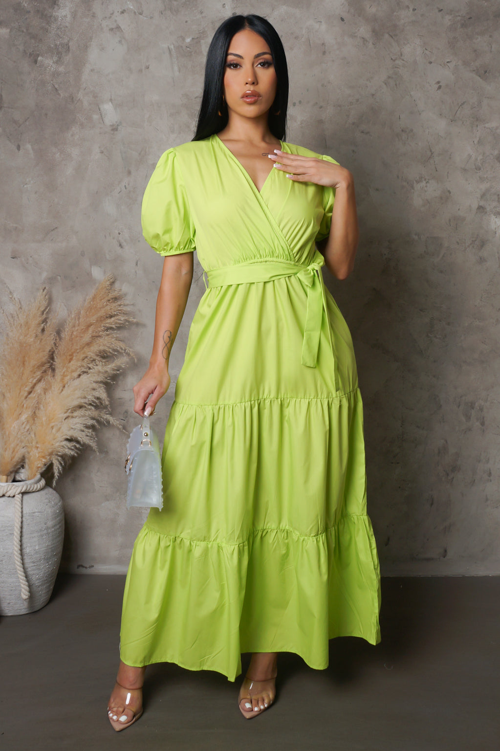 Tiered Solid Maxi Dress