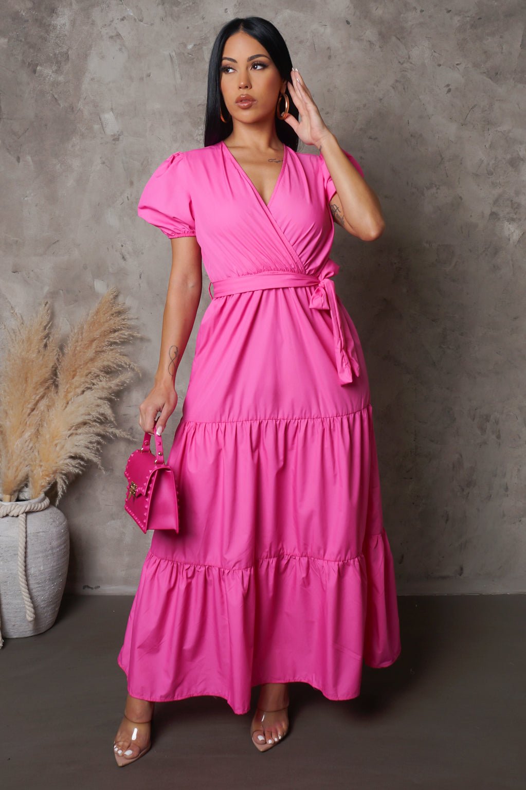 Tiered Solid Maxi Dress