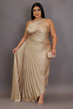 Plus Size Ringed & Pleated Maxi Dress