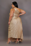 Plus Size Ringed & Pleated Maxi Dress