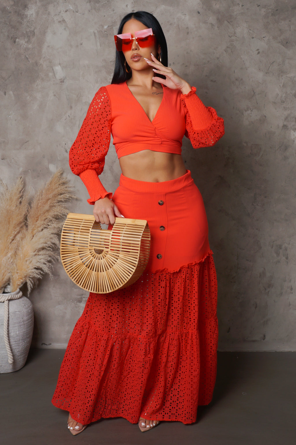 Part Lace Maxi Skirt & Top Set