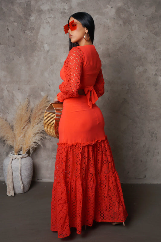 Part Lace Maxi Skirt & Top Set