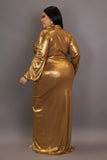 Plus Size Metallic Wrap Maxi Dress