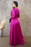 Long Sleeve Ruffled Maxi Dress-Purple