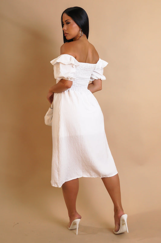 Allure Soft Midi White Dress