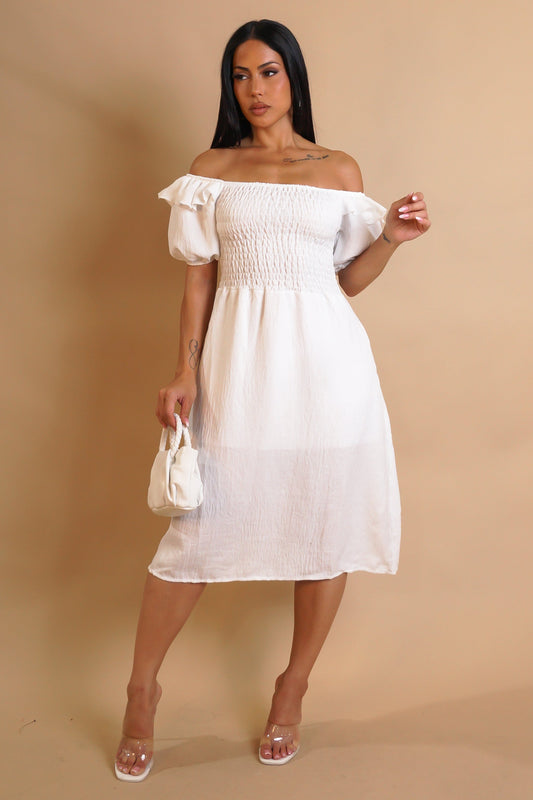 Allure Soft Midi White Dress
