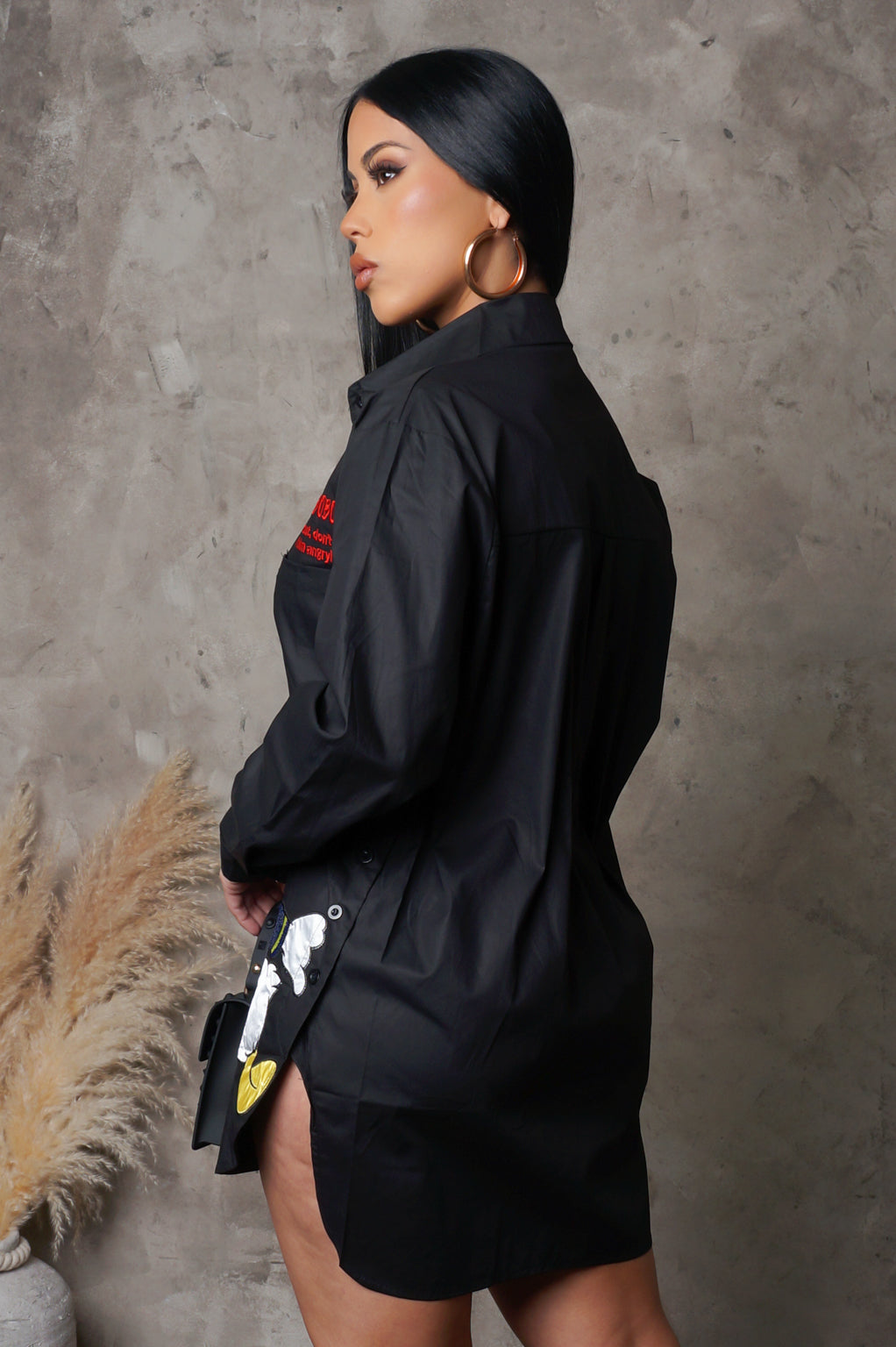 Donald Duck Graphic Print Shirt Dress