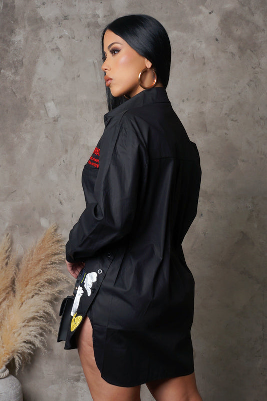 Donald Duck Graphic Print Shirt Dress