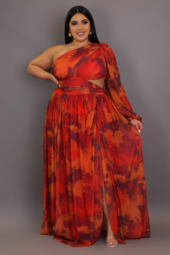 Plus Size Orange Nights Maxi Dress