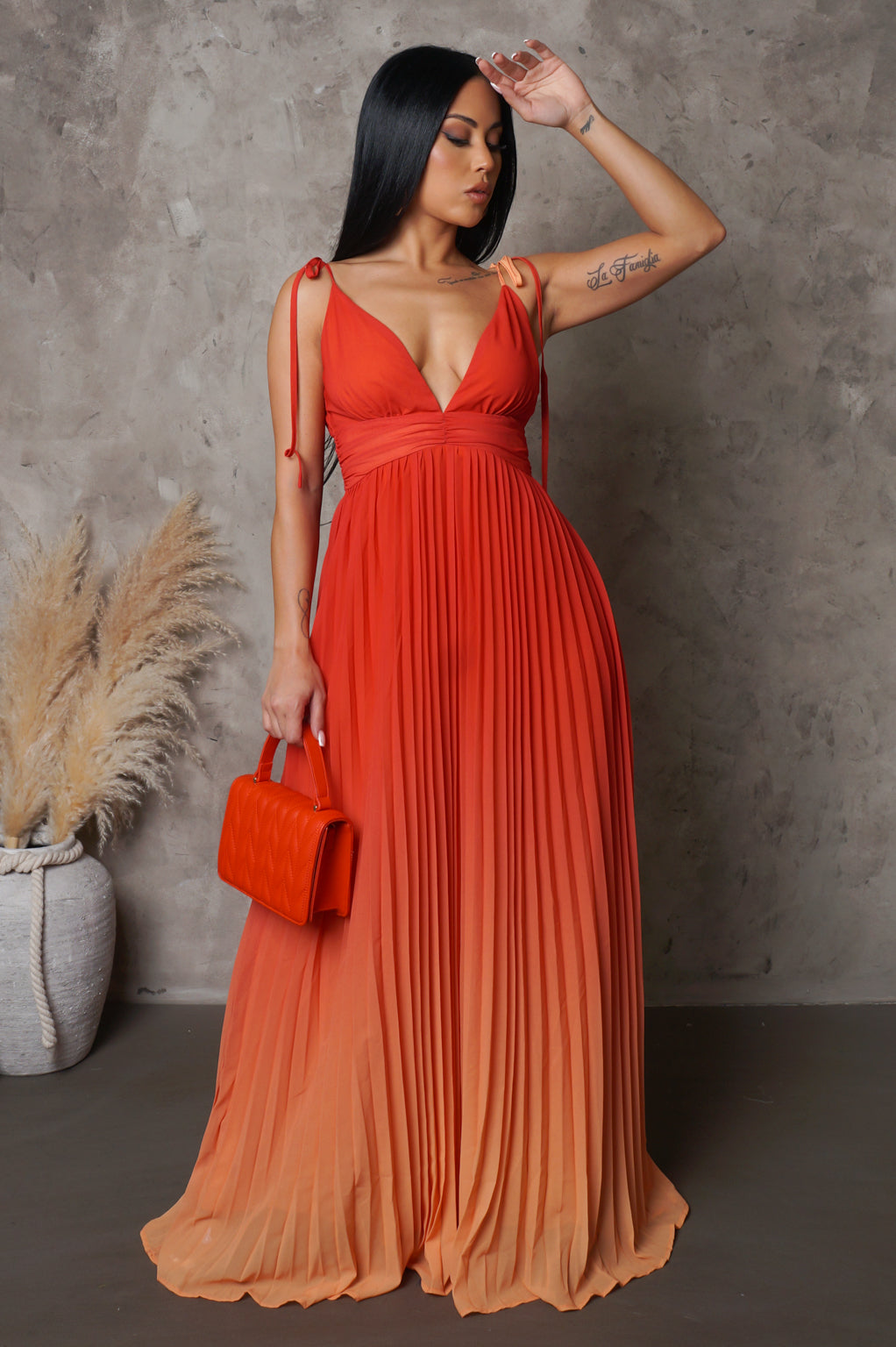 "Oh Delights" Ombre Pleated Maxi Dress